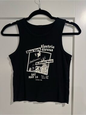 Brandy Melville John Galt Black Graphic Tank Top One Size